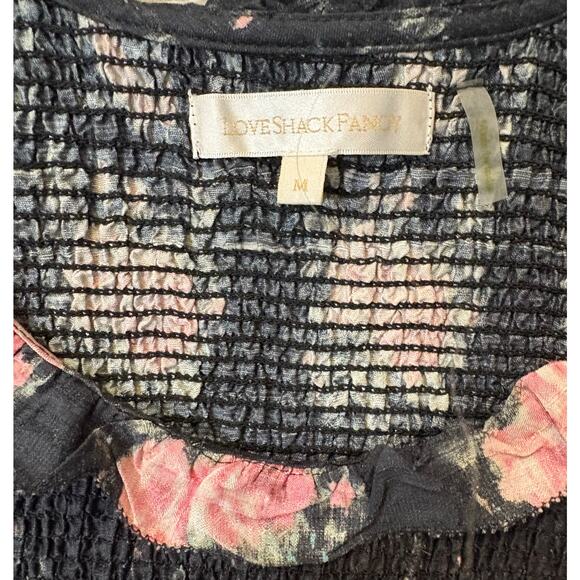 LOVESHACKFANCY Violett Dress Black Coffee M Floral Ruffle Silk Party Mini Date - Picture 9 of 14